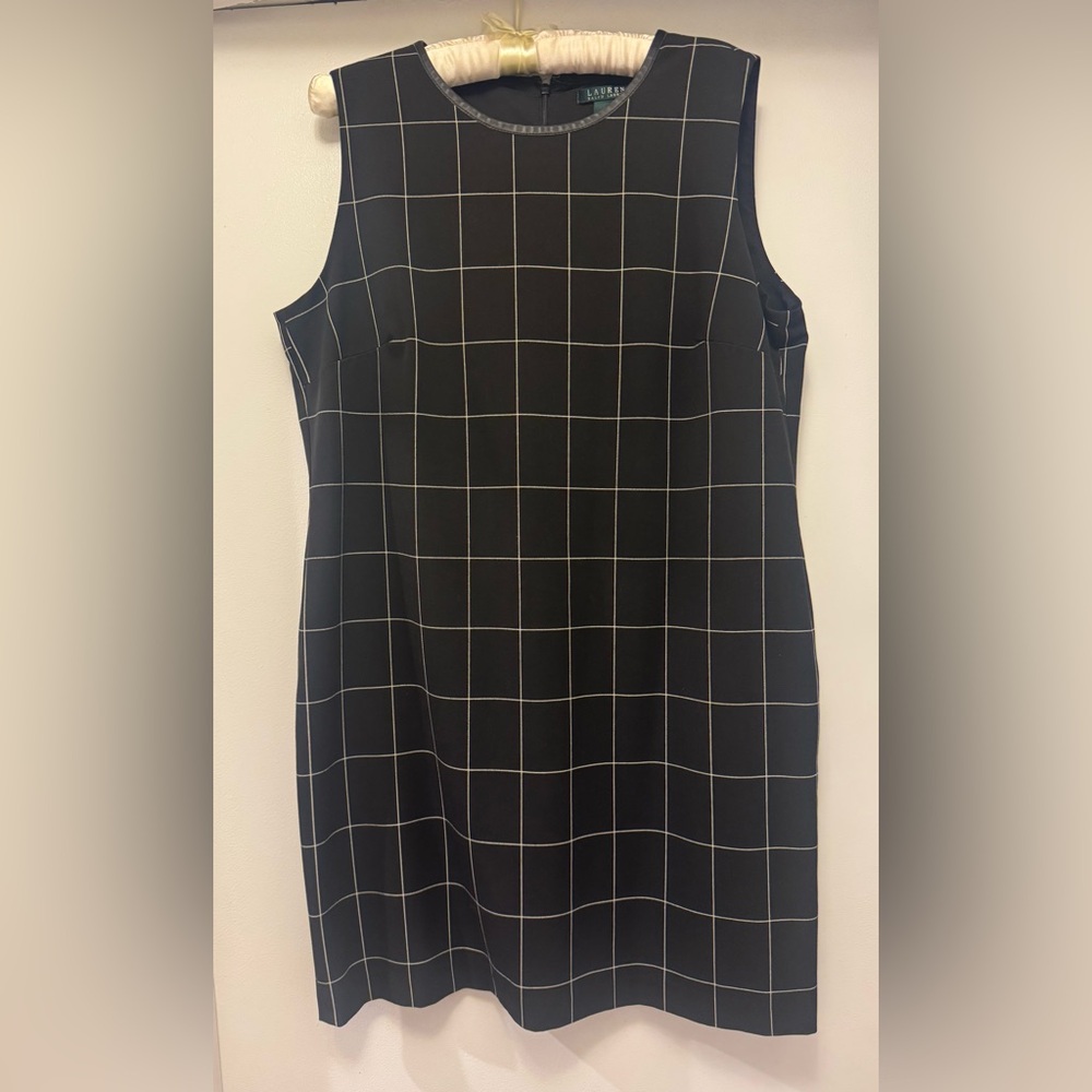 Ralph Lauren Black Checkered Sleeveless Dress